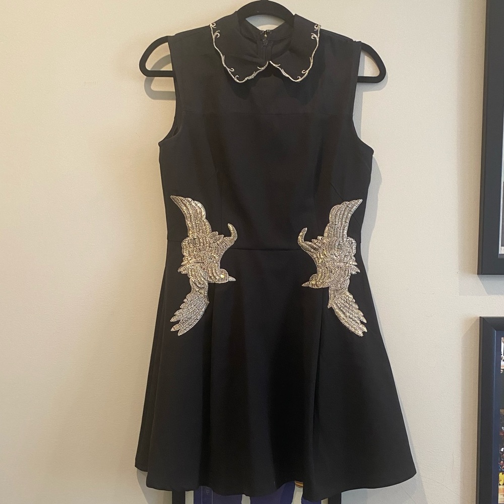 Black and gold mini dress